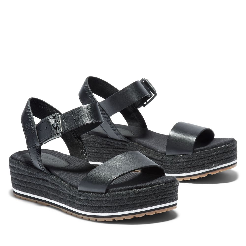 Timberland Womens Sandals Santorini Sun Ankle Strap - Black - India FA3961284